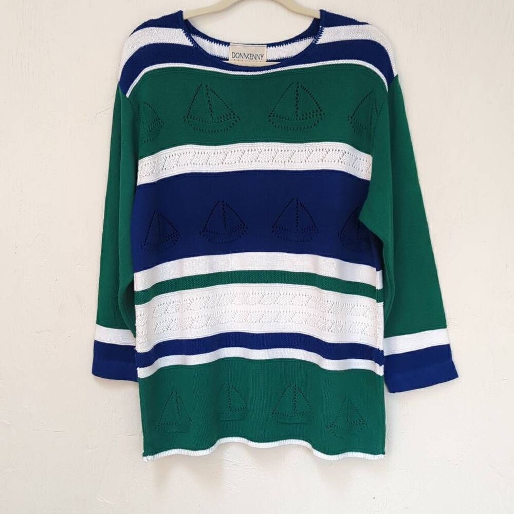 DonnKenny Classics Vintage Sailboat Sweater Nautical Women's M made is USA